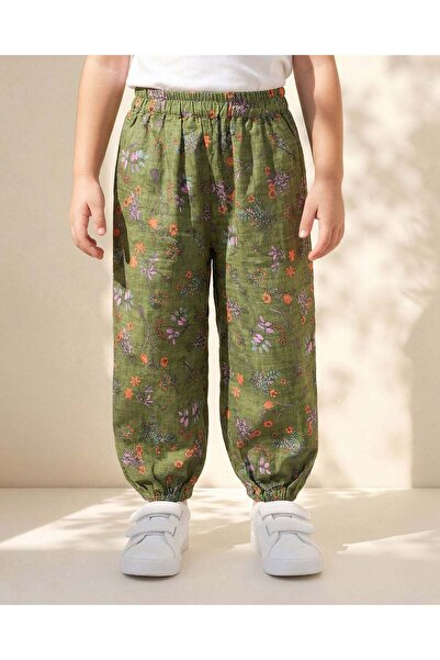 REDTAG Girls Green Printed Trouser