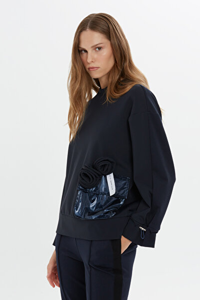 GIZIA SPORT Çiçek Detaylı Oversize Sweatshirt