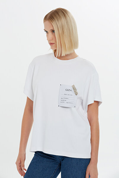 GİZİA Etiket Ve Nakış Detaylı Kısa Kollu T-shirt
