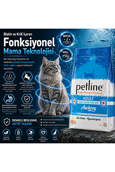 Petline Yerli Karadeniz Hamsili -omega Deposu, Biotinli Balıklı Yetişkin Kedi...