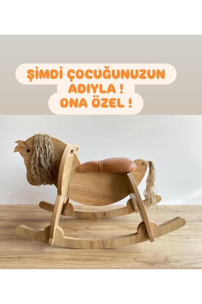 Asrimo mobilya Ahşap Sallanan At- Deri Oturak