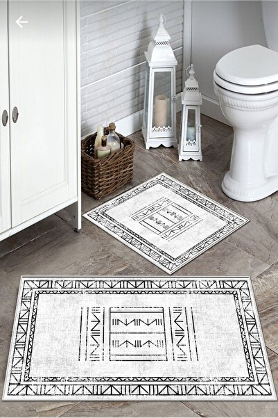 Thalia Home Non-Slip Base Washable 2 Piece 60x100 - 50x60 Bathroom Carpet Mat...