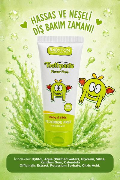 BABYTON Doğal Aromasız Diş Macunu Florürsüz 50 gr