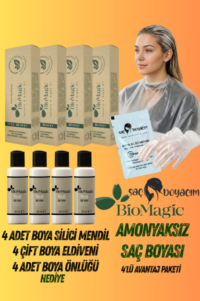 BIOMAGIC Saç Boyacım Mendil+Bio Magic Amonyaksız Saç Boyası 5.11 Yoğun Küllü ...