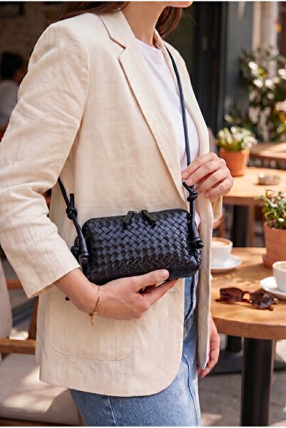 GLONDY Lily Faux Leather Knitted Patterned Women's Shoulder Bag with Adjustab...