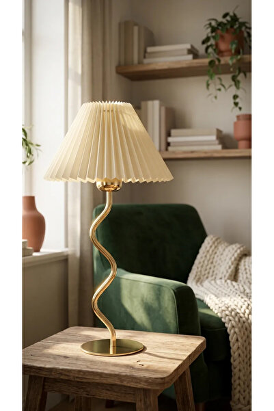HOMİNG Olea Umbrella Gold Lux Büyük Boy Abajur Kırçıllı Kumaş 242362