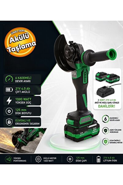 Hais Pro JM-125A Profesyonel Akülü Taşlama Makinası 21 V 4.0 Ah Çift Akülü