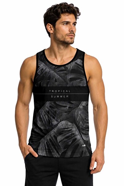 Miami Beach Tricou de plajă pentru bărbați, cu bretele, din țesătură respirab...