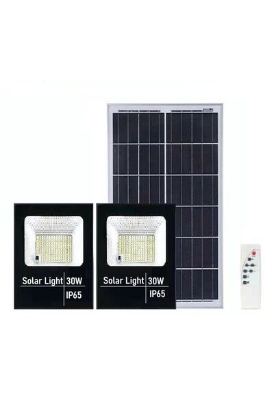 eMazing Set de 2 proiectoare solare, eMazing, 200 LED-uri, 30W, telecomandă, ...