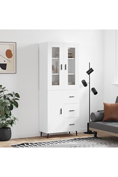 Concept Dulap înalt, alb, 69,5x34x180 cm, lemn compozit