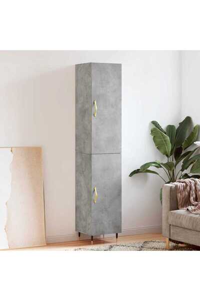 Concept Dulap înalt, gri beton, 34,5x34x180 cm, lemn prelucrat