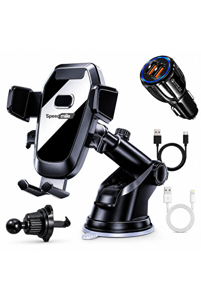 Speedmile Suport Auto pentru Telefon 3 in 1 Speedmile™, Ideal pentru Bord, Pa...