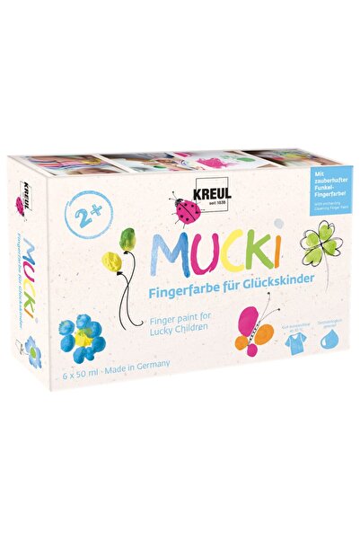 Kreul Vopsea de degete Copiii Norocului Mucki, set 6 x 50 ml