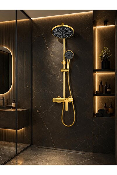 Radinavico Shower column, faucet included, brass, gold