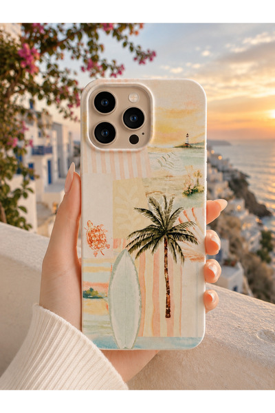 OVADA İphone 14 Pro Max Uyumlu Yaz Temalı Kadife Silikon Kılıf