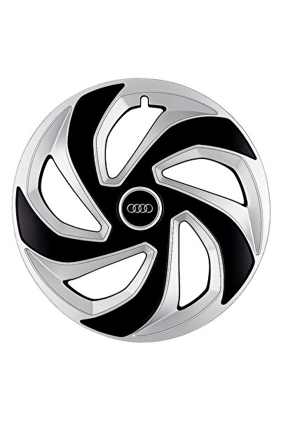 OEM Set de 4 capace de jantă Rex gri-negru R15 compatibile cu Audi