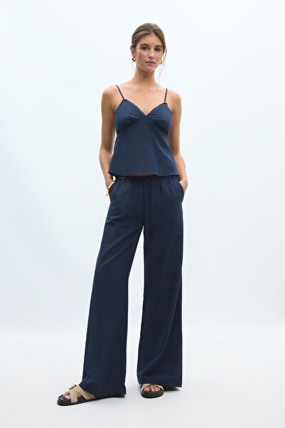 Stradivarius Wide-leg linen-effect trousers