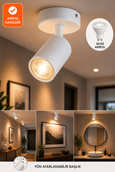 VENON Lorex Aplik BEYAZ Modern LED Spot Lamba 💖 Tavan Aydınlatma GU10 Uyumlu...