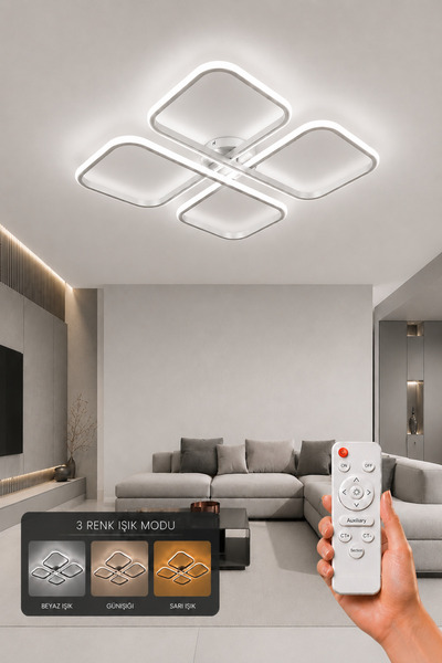 AvizeGO Nuvo LED Plafonyer Avize 3 Renk Kumandalı