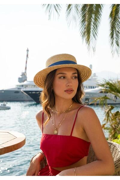 LAGRANZE Trend Summer Straw Hat Γυναικείο – Μαύρη κορδέλα σε στυλ Boater