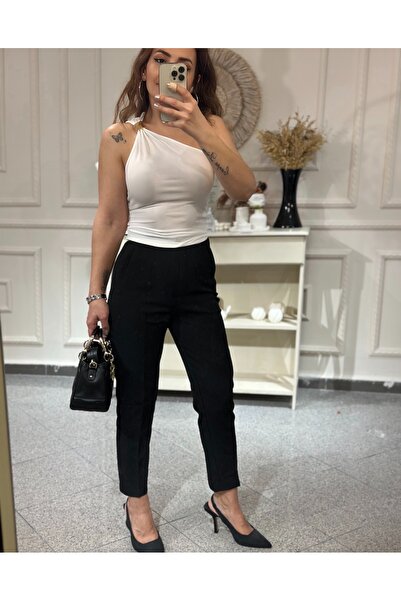 Derya Akyol بنطلون زارا موديل بريميوم سيريز عالي الخصر باللون الأسود