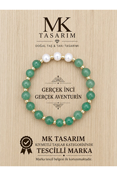 MK tasarım True Pearl- Aventurine Stone Bracelet Mk.7000.806- Comfort-Peace-E...