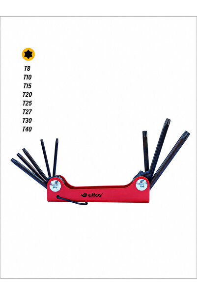 Eltos 8’li Çakı Alyan Seti – Torx (T8–T40) | Cr-V Çelik, Isıl Işlemli, Korozy...