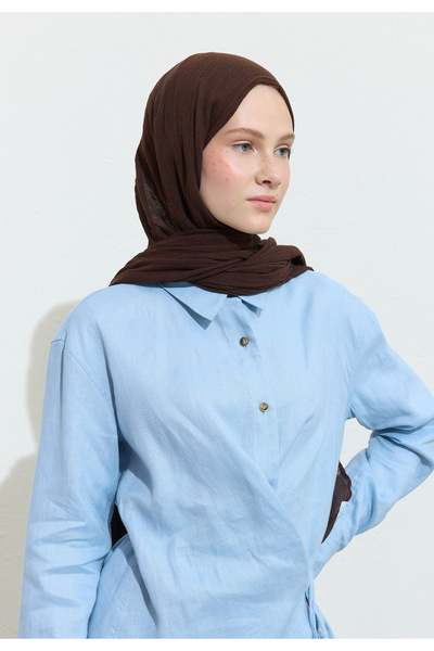Freshscarfs Pamuklu Keten Şal Dark Chocolate Mousse