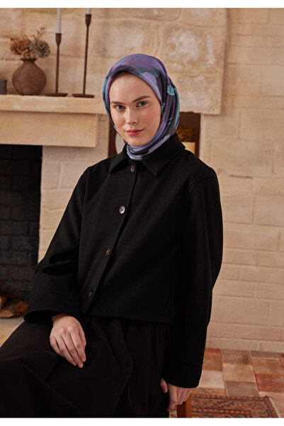Freshscarfs Gece Mavisi Darcy Desen Pamuk İpek Eşarp