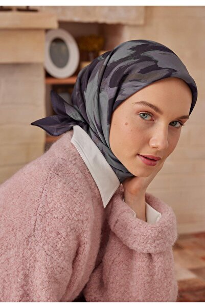 Freshscarfs Pamučno-svilena marama s tamnoplavim Noa uzorkom