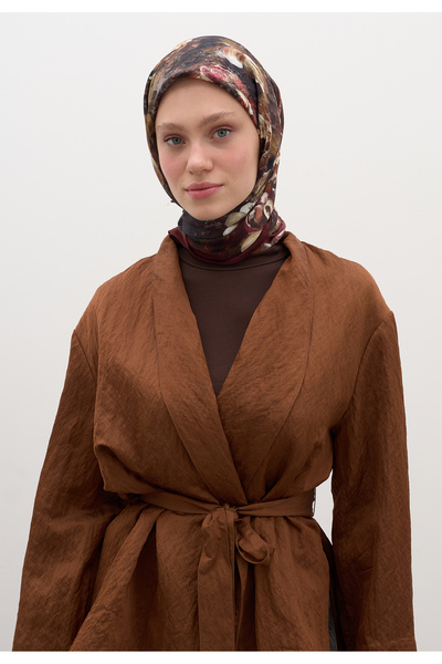 Freshscarfs Μπορντό μαντήλι από βαμβάκι και βισκόζη με σχέδιο Madeleine