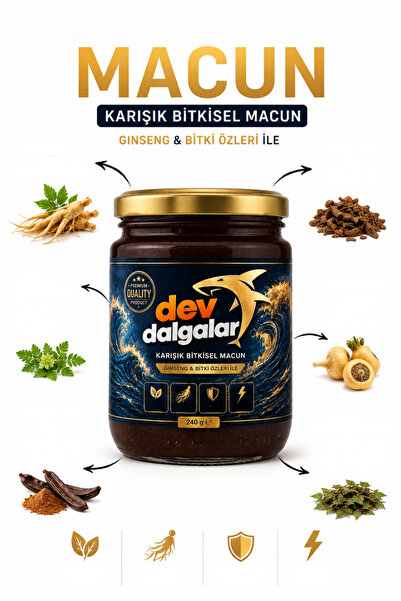 DEV DALGALAR Ballı Bitkisel Macun Kırmızı Ginseng, Demir Dikeni, Çakşır Otu, ...