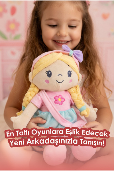ŞENOL OYUNCAK Sevimli Peluş Bez Bebek – Yumuşak Oyuncak Bebek, Çantalı ve Fiy...