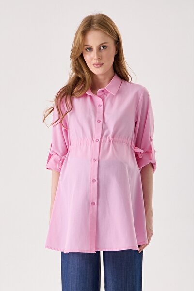 KATLİN MATERNİTY WEAR Cămașă de maternitate, țesătură din bumbac poplin roz, ...
