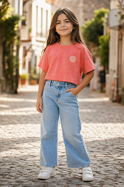 poozkids تي شيرت POOZ للأطفال البنات ذو الحجم الكبير مصنوع من القطن كاجوال أس...