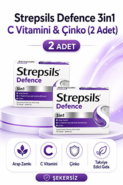 STREPSİLS Strepsils Defence 3in1 C Vitamini & Çinko (2 Adet)