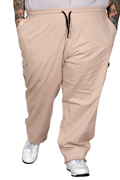 ModeXL Large Size Men's Linen Cargo Jogger Pants Milano 21912 Beige