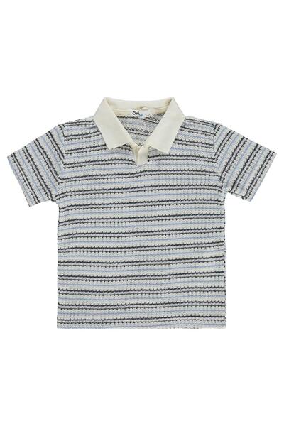 Civil Boys Tricou cu guler polo cu dungi subțiri pentru 2-5 ani - Albastru