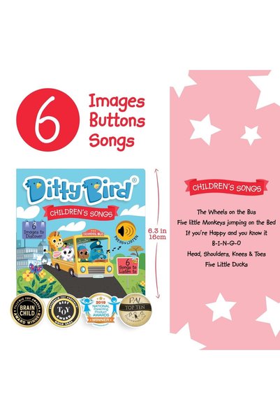 Ditty Bird Carte pentru copii, Ditty Bird cântece pentru copii, 6+ luni
