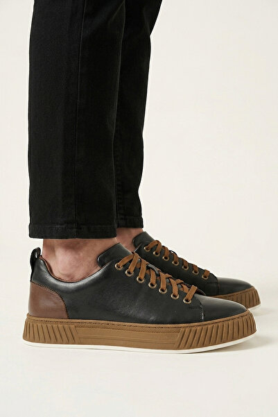 Ziya , Men's Genuine Leather Casual Sneaker 161983Z870 Black