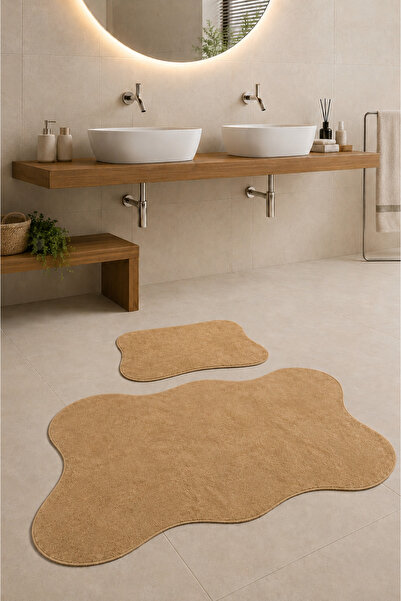 Bonny Home Anatolia 2'li Karamel 80x140 50x70 Cm Büyük Ebat Banyo Paspası Set...