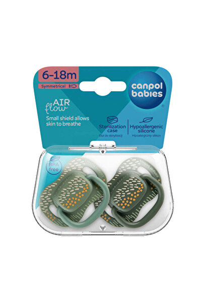 CANPOL Babies Suzeta simetrica din silicon 6-18m Mountains 2 Pcs 34/931_Gre