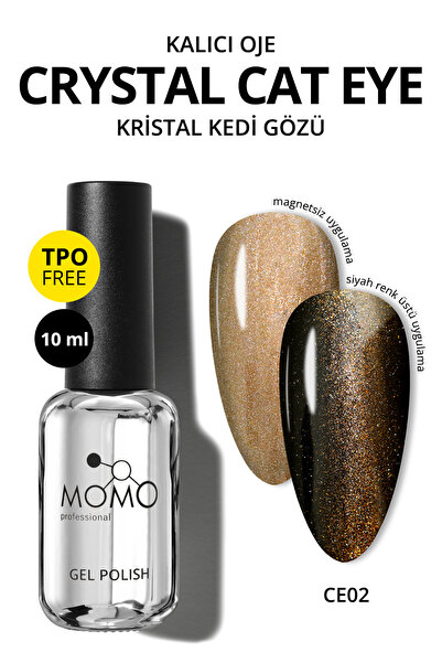 MOMO professional Kristal Kedi Gözü Kalıcı Oje CE02, Yarı Şeffaf, Antik Altın...