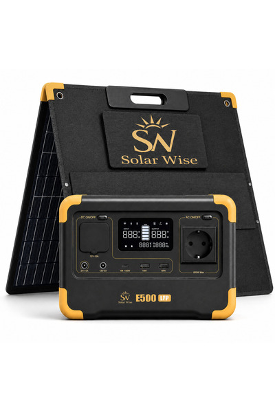 Solar Wise E500 MaxPack | 600W 576Wh Taşınabilir Güç İstasyonu + 100W Katlana...