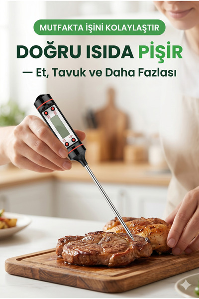 Beatitude Dijital Gıda Termometresi Sıvı Gıda Et Su Süt Yiyecek Sıcaklık Ölçer Mutfak Gıda Termometresi Ölçüm