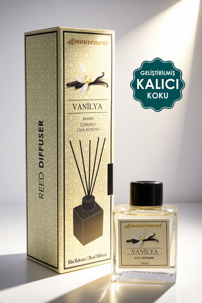 MOUVEMENT Vanilya Sıcaklığı 100 ml Bambu Çubuklu Oda Kokusu – Yumuşak ve Sıca...