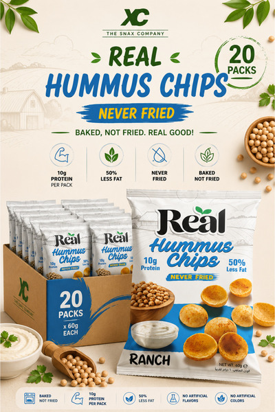 REAL Chips Hummus Ranch Flavor – 10g Protein, Never Fried, Crunchy Snack, 60g...