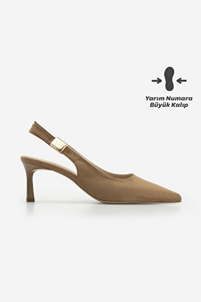 Marjin Women's Stiletto Pointed Toe Open Back Buckle Elastic Short Classic He...
