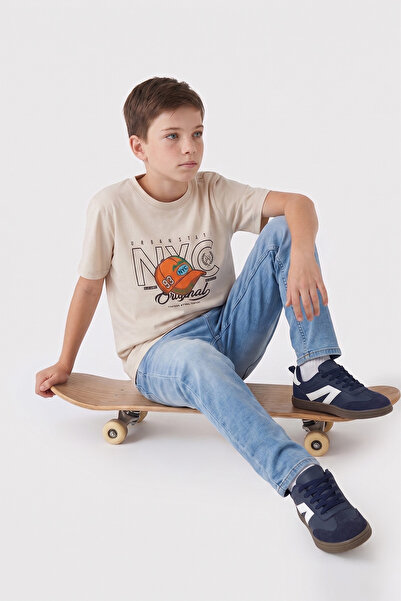 Fulla Moda 100% Cotton New York Printed Boys' T-Shirt
