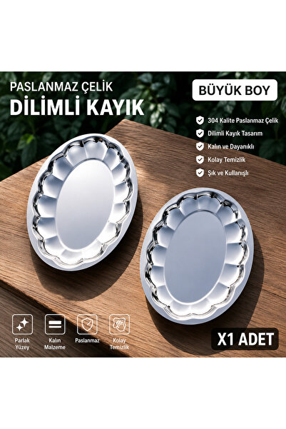 Metler Çelik Dilimli Kayık Tabağı  Kalın Çelik Kayık Tabağı,Salata,Servis,Mak...